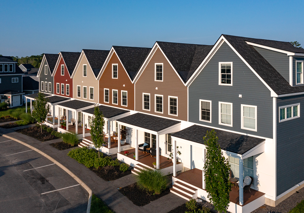 Array of Townhouses at Frontrunner Park, each in a unique color.